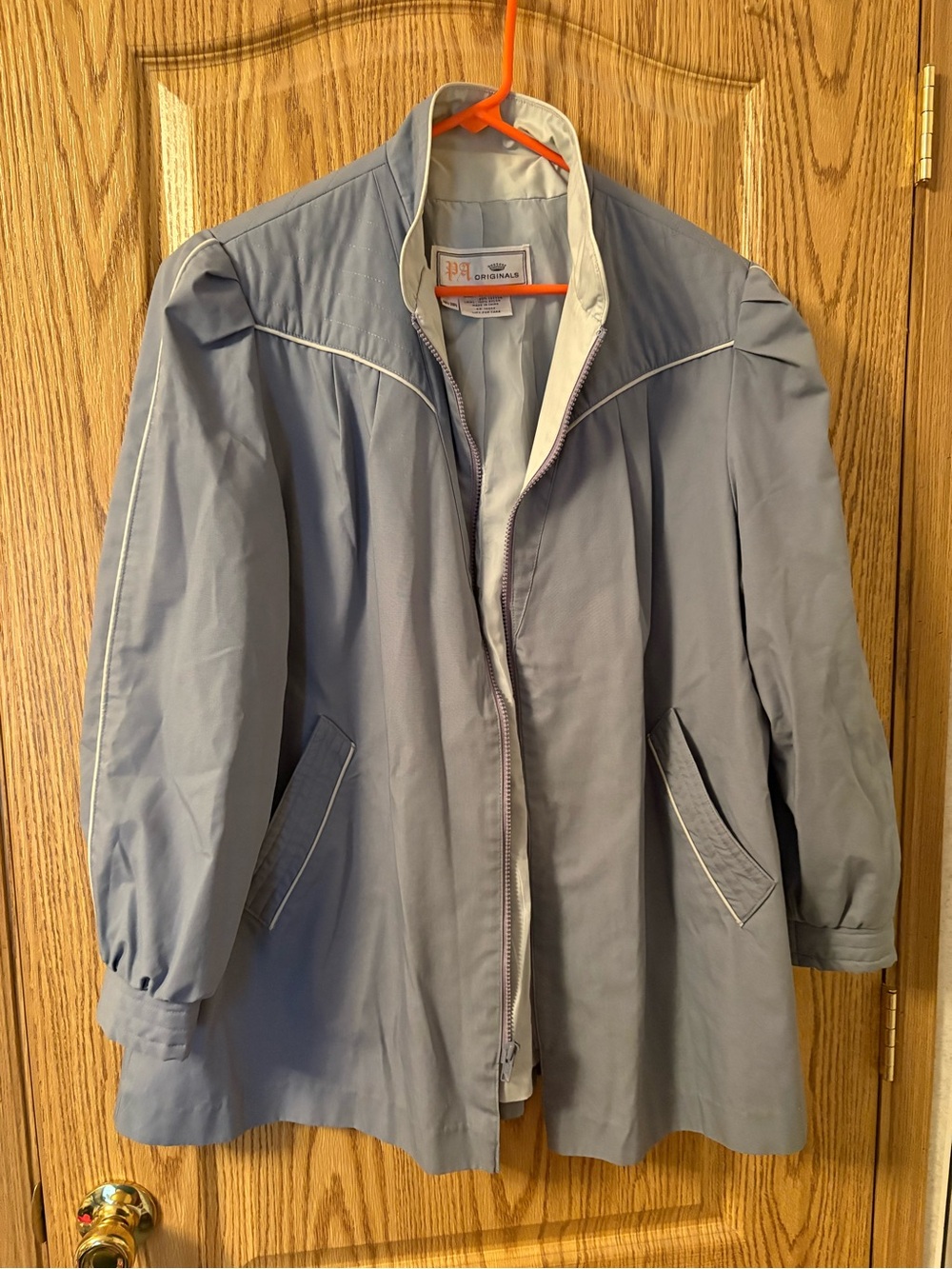 Light Blue Utility Jacket with Piping Detail